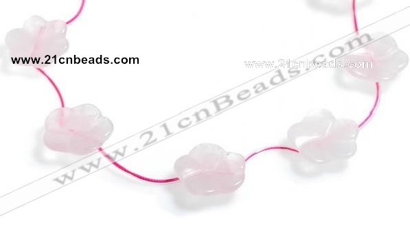 CRQ21 17 inches 24mm carved flower rose quartz beads Wholesale