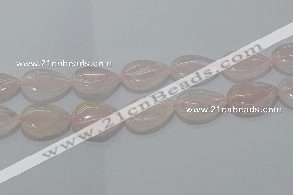 CRQ241 15.5 inches 18*25mm flat teardrop rose quartz beads