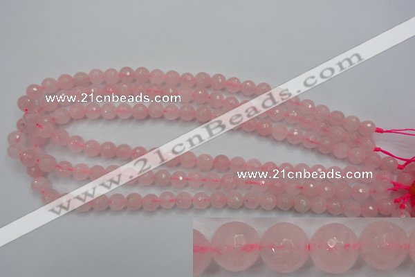 CRQ262 15.5 inches 8mm faceted round rose quartz beads