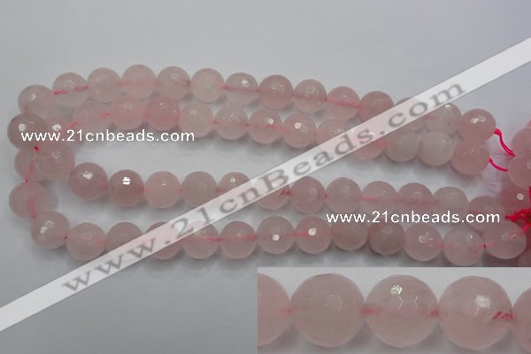 CRQ268 15.5 inches 14mm faceted round rose quartz beads