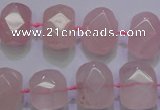 CRQ274 10*13mm – 15*17mm faceted nuggets rose quartz beads