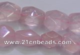 CRQ275 12*15mm – 15*19mm faceted nuggets rose quartz beads