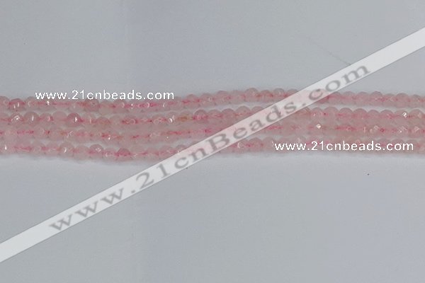 CRQ280 15.5 inches 4mm faceted round rose quartz beads wholesale