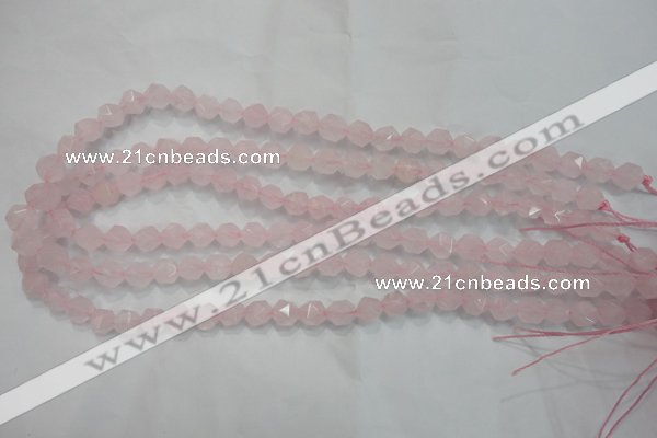 CRQ301 15 inches 8mm faceted nuggets rose quartz beads