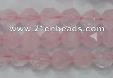 CRQ302 15 inches 10mm faceted nuggets rose quartz beads