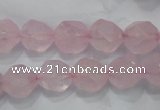 CRQ303 15 inches 12mm faceted nuggets rose quartz beads