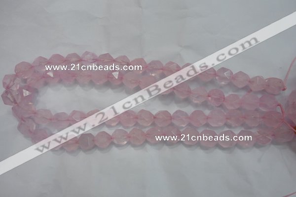 CRQ303 15 inches 12mm faceted nuggets rose quartz beads