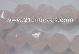 CRQ304 15 inches 14mm faceted nuggets rose quartz beads