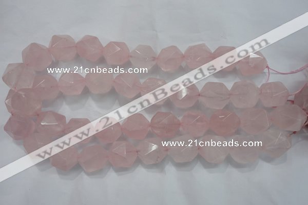 CRQ306 15 inches 18mm faceted nuggets rose quartz beads