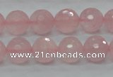 CRQ31 15.5 inches 12mm faceted round natural rose quartz beads