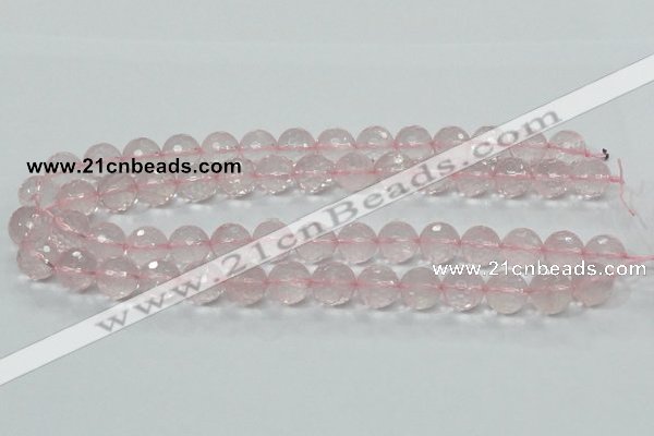 CRQ33 15.5 inches 14mm faceted round natural rose quartz beads