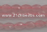 CRQ350 15.5 inches 6*9mm faceted rice rose quartz beads