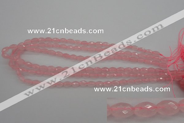 CRQ350 15.5 inches 6*9mm faceted rice rose quartz beads