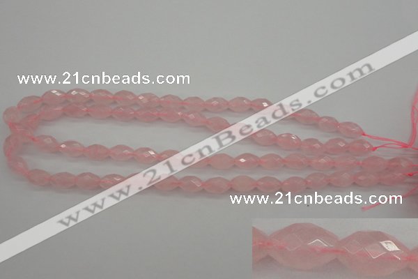 CRQ351 15.5 inches 8*12mm faceted rice rose quartz beads