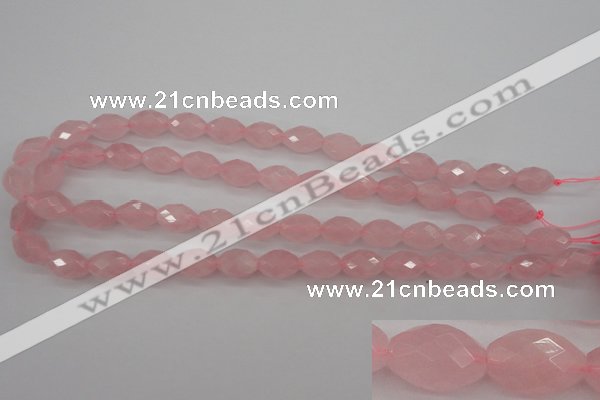 CRQ352 15.5 inches 10*14mm faceted rice rose quartz beads