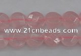 CRQ360 15.5 inches 8mm faceted coin rose quartz beads wholesale