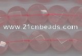 CRQ361 15.5 inches 10mm faceted coin rose quartz beads wholesale