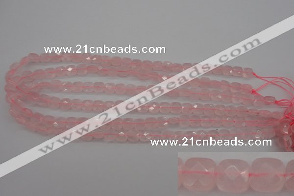 CRQ365 15.5 inches 8*8mm faceted square rose quartz beads