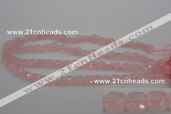 CRQ366 15.5 inches 10*10mm faceted square rose quartz beads