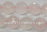 CRQ37 15.5 inches 16mm faceted round natural rose quartz beads