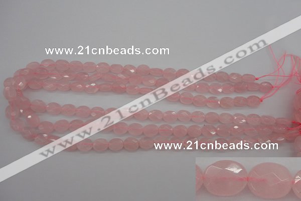 CRQ372 15.5 inches 8*10mm faceted oval rose quartz beads wholesale