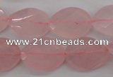 CRQ375 15.5 inches 15*20mm faceted & twisted oval rose quartz beads