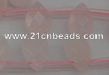 CRQ378 15.5 inches 8*12mm faceted briolette rose quartz beads