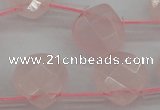 CRQ379 15.5 inches 10*10mm faceted briolette rose quartz beads