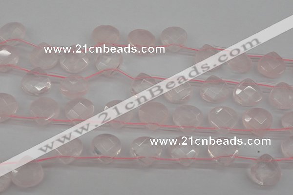 CRQ380 15.5 inches 13*13mm faceted briolette rose quartz beads