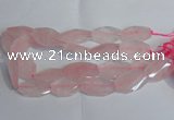 CRQ386 20*30mm - 22*35mm twisted & faceted freeform rose quartz beads