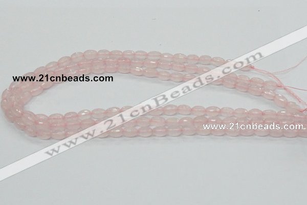 CRQ39 15.5 inches 6*10mm faceted rice natural rose quartz beads