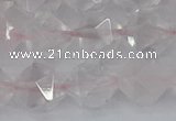 CRQ403 15.5 inches 10mm faceted nuggets rose quartz beads