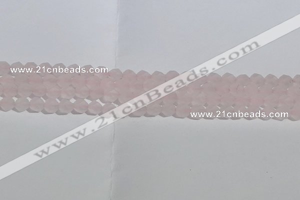 CRQ406 15.5 inches 6mm faceted nuggets matte rose quartz beads