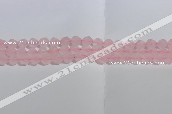 CRQ407 15.5 inches 8mm faceted nuggets matte rose quartz beads