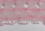 CRQ408 15.5 inches 10mm faceted nuggets matte rose quartz beads