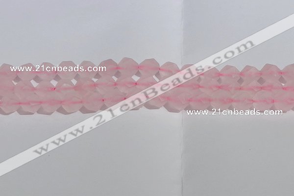 CRQ408 15.5 inches 10mm faceted nuggets matte rose quartz beads