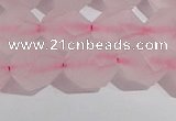 CRQ409 15.5 inches 12mm faceted nuggets matte rose quartz beads