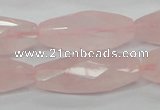 CRQ41 15.5 inches 14*32mm faceted rice natural rose quartz beads