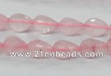 CRQ42 15.5 inches 8*12mm faceted teardrop natural rose quartz beads