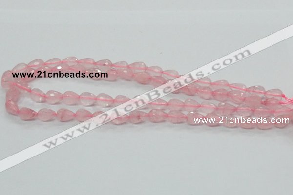 CRQ42 15.5 inches 8*12mm faceted teardrop natural rose quartz beads