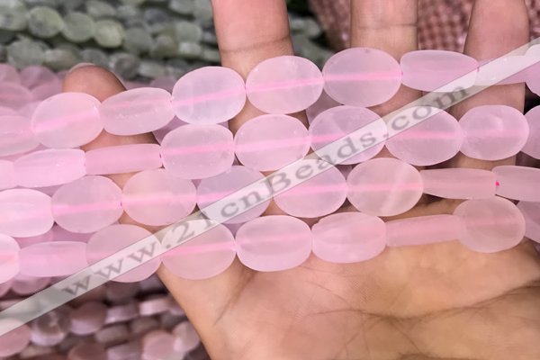 CRQ421 15.5 inches 12*16mm oval matte rose quartz beads wholesale