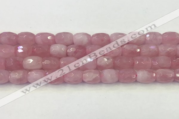 CRQ425 15.5 inches 10*15mm - 11*16mm faceted drum rose quartz beads