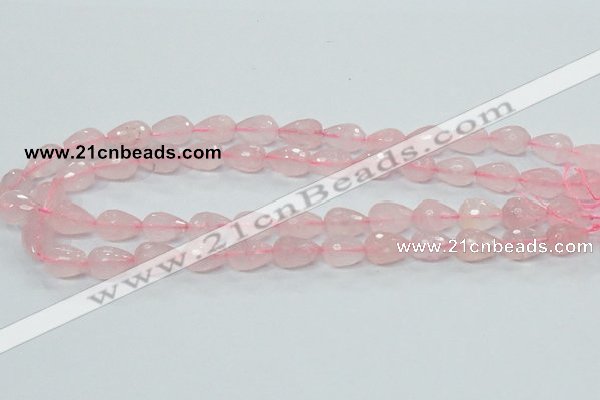 CRQ43 15.5 inches 10*14mm faceted teardrop natural rose quartz beads