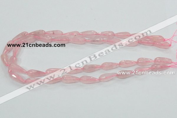 CRQ44 15.5 inches 8*20mm faceted teardrop natural rose quartz beads