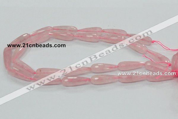 CRQ45 15.5 inches 10*30mm faceted teardrop natural rose quartz beads