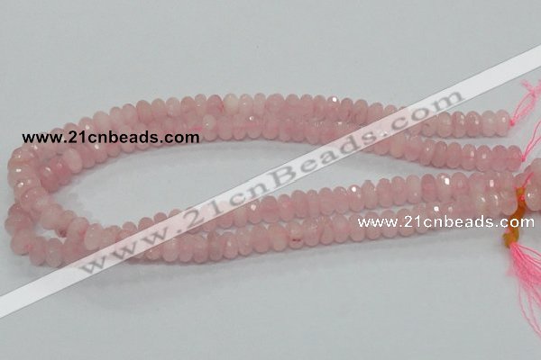 CRQ48 15.5 inches 6*10mm faceted rondelle natural rose quartz beads