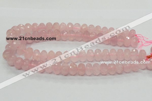 CRQ50 15.5 inches 10*16mm faceted rondelle natural rose quartz beads