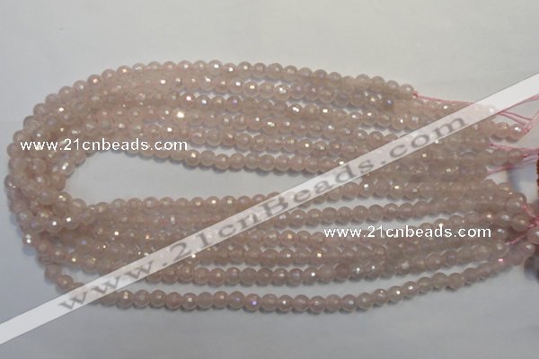 CRQ511 15.5 inches 6mm faceted round AB-color rose quartz beads