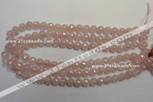 CRQ513 15.5 inches 10mm faceted round AB-color rose quartz beads