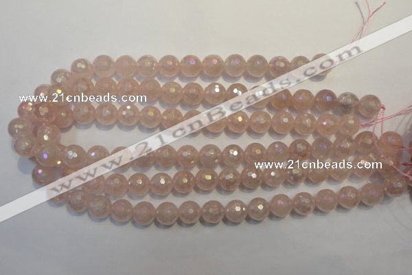 CRQ515 15.5 inches 14mm faceted round AB-color rose quartz beads